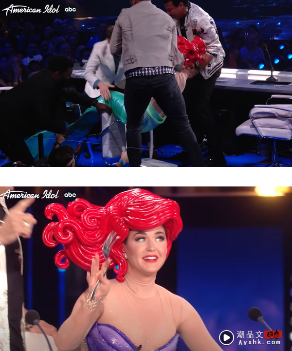 Katy Perry扮“美人鱼”...被鱼尾困住不能走路！坐着也摔倒 娱乐资讯 图3张